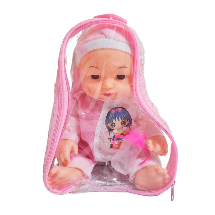 Muñeco Bebe Pijama Con Tetero En Bolso Juguete Niñas