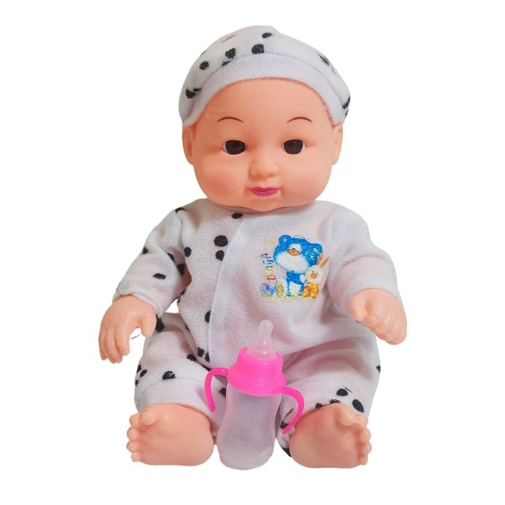 Muñeco Bebe Pijama Con Tetero En Bolso Juguete Niñas