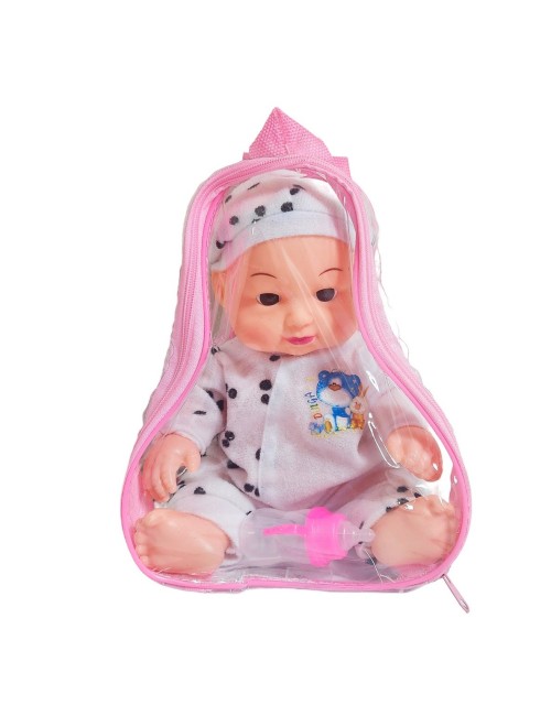 Muñeco Bebe Pijama Con Tetero En Bolso Juguete Niñas
