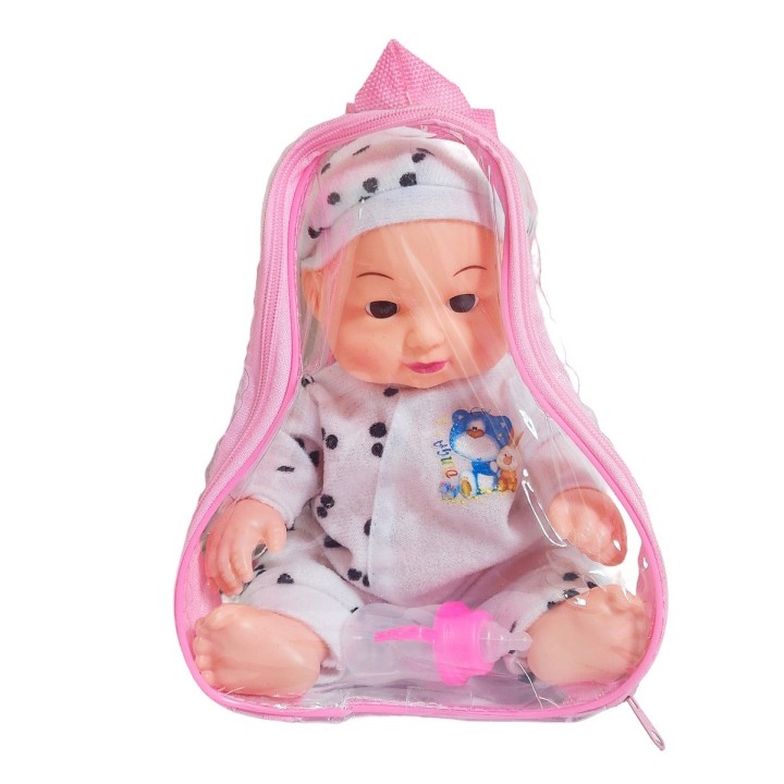 Muñeco Bebe Pijama Con Tetero En Bolso Juguete Niñas