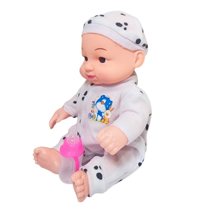 Muñeco Bebe Pijama Con Tetero En Bolso Juguete Niñas