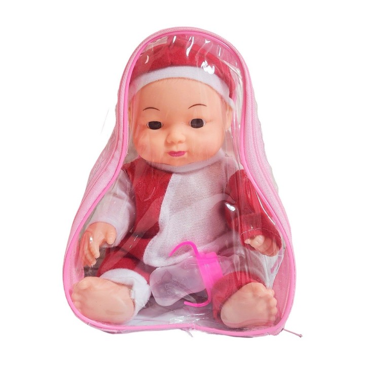 Muñeco Bebe Pijama Con Tetero En Bolso Juguete Niñas