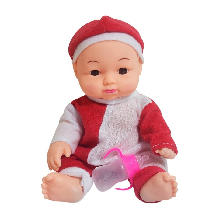 Muñeco Bebe Pijama Con Tetero En Bolso Juguete Niñas