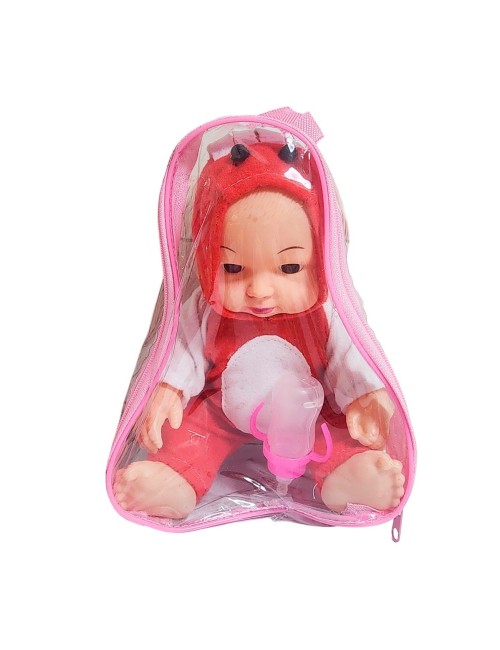 Muñeco Bebe Con Tetero Y Pijama En Bolso Juguete Niñas