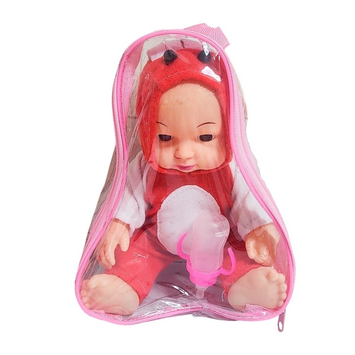 Muñeco Bebe Con Tetero Y Pijama En Bolso Juguete Niñas