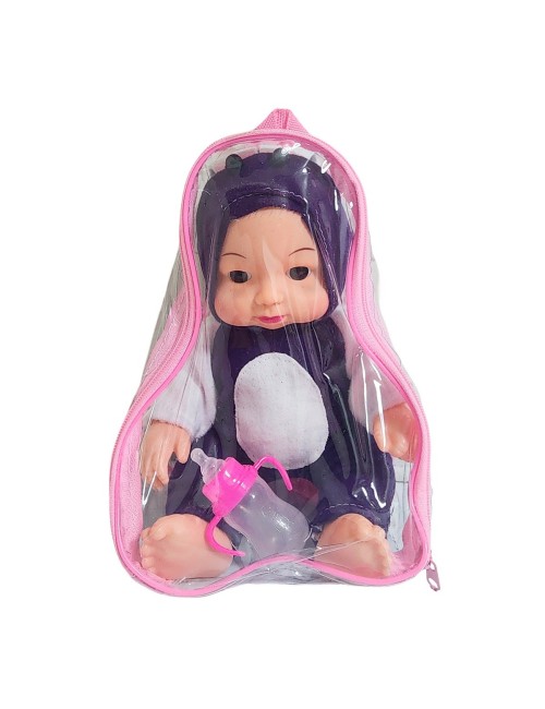 Muñeco Bebe Con Tetero Y Pijama En Bolso Juguete Niñas