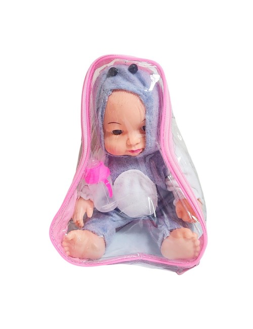 Muñeco Bebe Con Tetero Y Pijama En Bolso Juguete Niñas