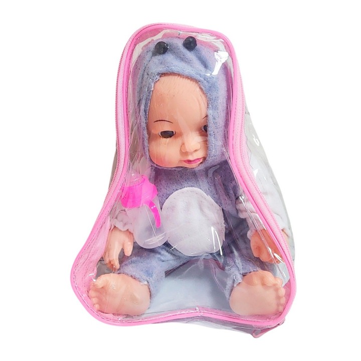 Muñeco Bebe Con Tetero Y Pijama En Bolso Juguete Niñas