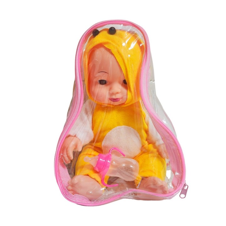Muñeco Bebe Con Tetero Y Pijama En Bolso Juguete Niñas