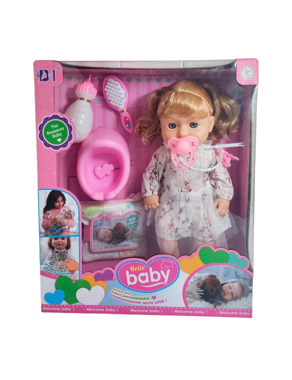 Muñeca Bebe Realista Peine Tetero Pañal De Juguete Niñas