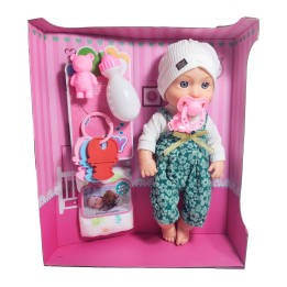 Muñeco Bebe Realista Con Pijama Sonajero Pañal De Juguete