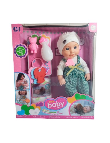 Muñeco Bebe Realista Con Pijama Sonajero Pañal De Juguete