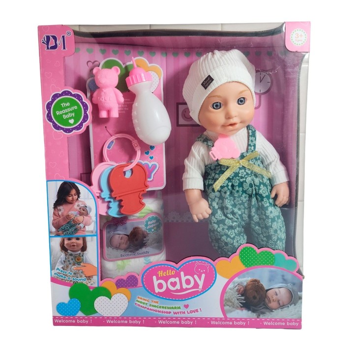 Muñeco Bebe Realista Con Pijama Sonajero Pañal De Juguete