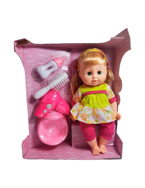 Muñeca Bebe Realista Peine Tetero Secador De Juguete Niñas