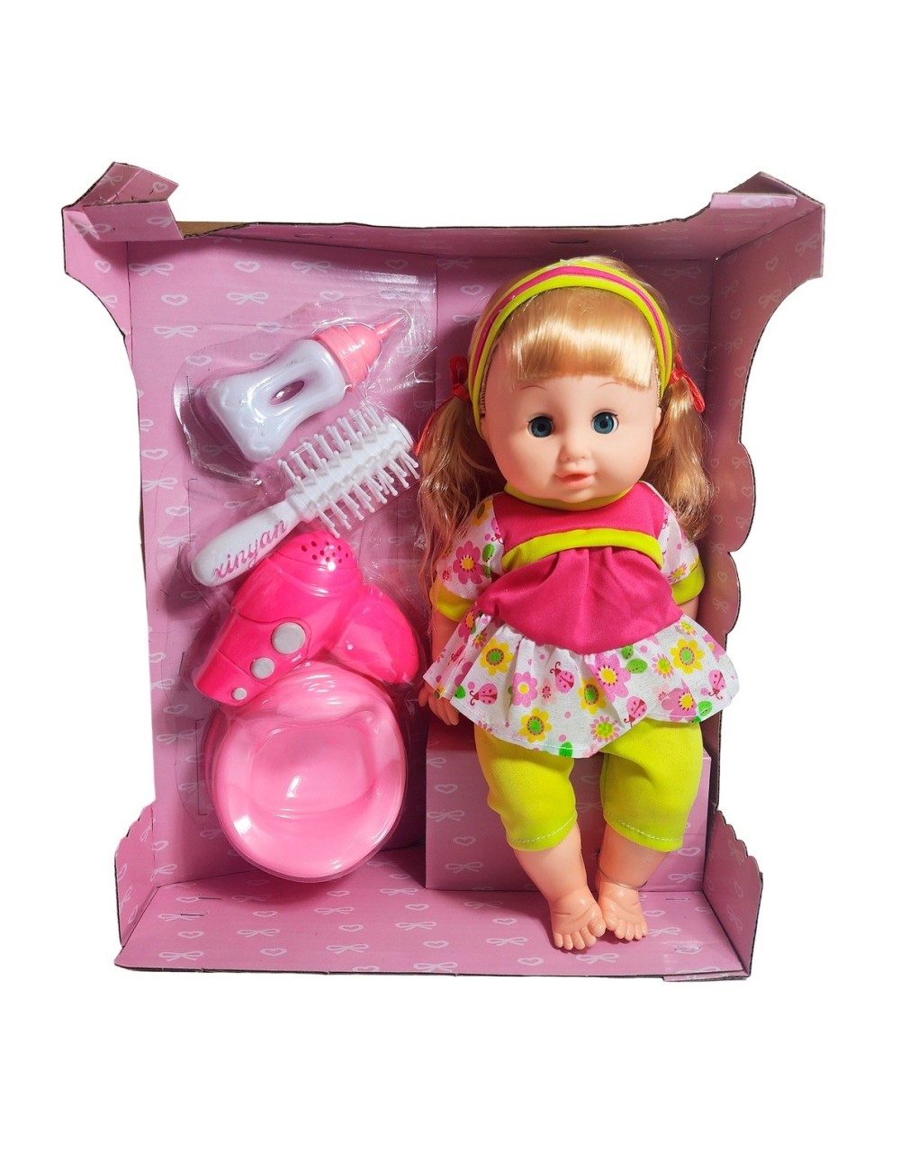 Muñeca Bebe Realista Peine Tetero Secador De Juguete Niñas