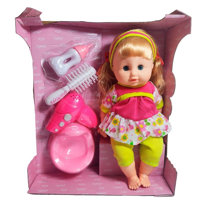 Muñeca Bebe Realista Peine Tetero Secador De Juguete Niñas