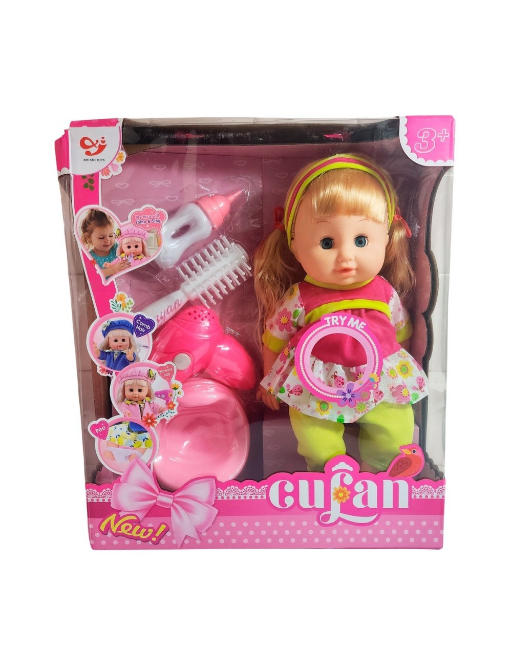 Muñeca Bebe Realista Peine Tetero Secador De Juguete Niñas