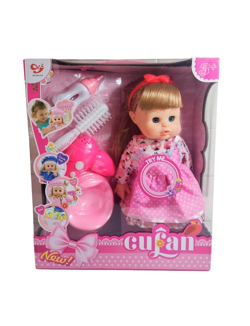 Muñeca Bebe Realista Con Tetero Secador De Juguete Niñas