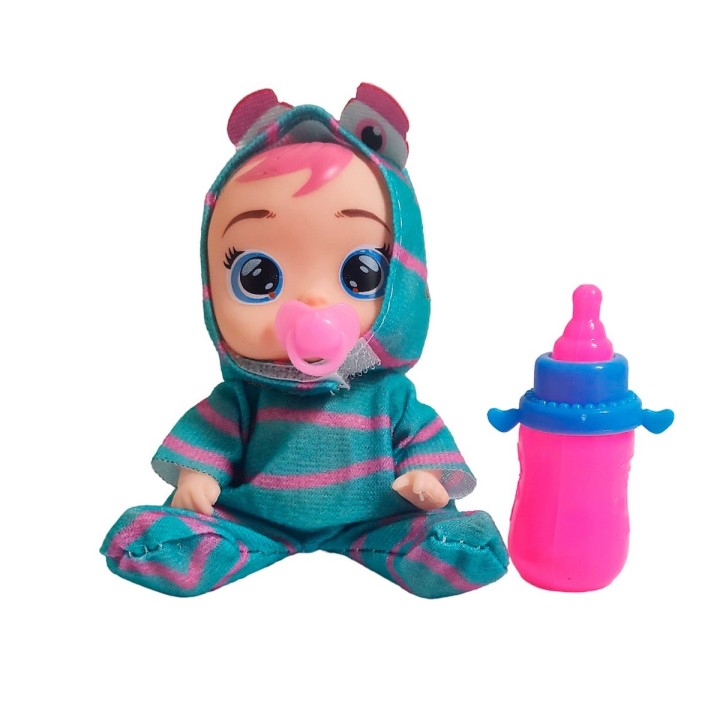 Muñeca Mini Pijama Colores + Chupo Y Tetero Juguete Niñas
