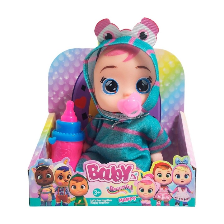 Muñeca Mini Pijama Colores + Chupo Y Tetero Juguete Niñas