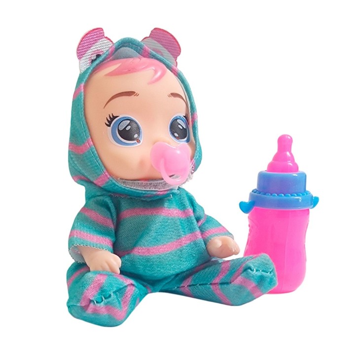 Muñeca Mini Pijama Colores + Chupo Y Tetero Juguete Niñas