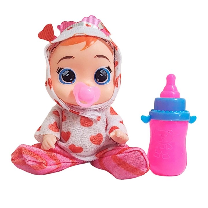 Muñeca Mini Pijama Colores + Chupo Y Tetero Juguete Niñas