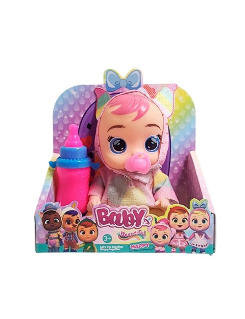 Muñeca Mini Pijama Colores + Chupo Y Tetero Juguete Niñas