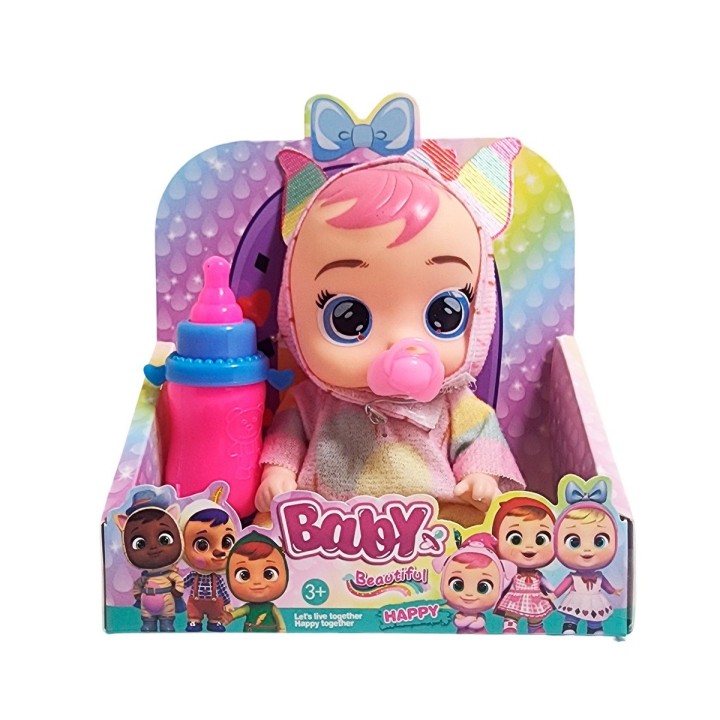 Muñeca Mini Pijama Colores + Chupo Y Tetero Juguete Niñas