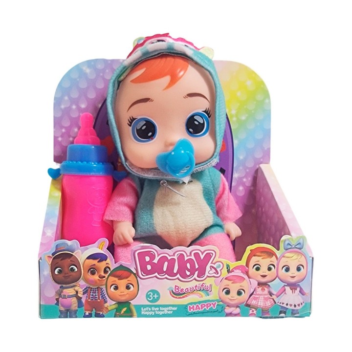 Muñeca Mini Pijama Colores + Chupo Y Tetero Juguete Niñas