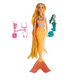 Muñeca Sirena Con Hija Sirena + Accesorios Juguete Niñas