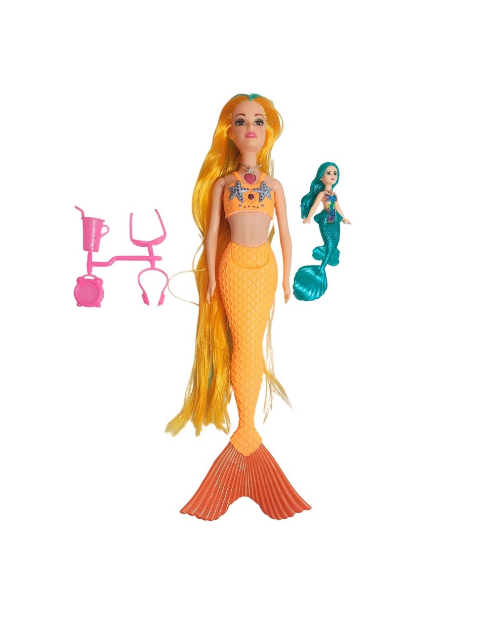 Muñeca Sirena Con Hija Sirena + Accesorios Juguete Niñas
