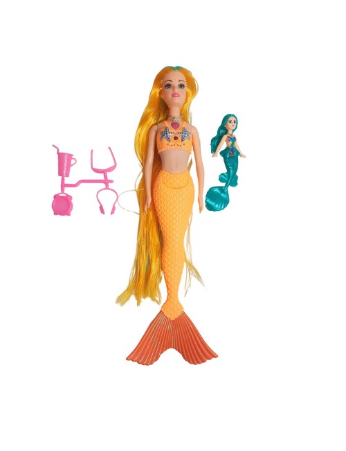 Muñeca Sirena Con Hija Sirena + Accesorios Juguete Niñas