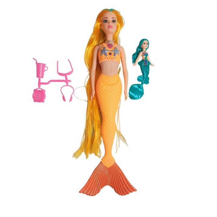 Muñeca Sirena Con Hija Sirena + Accesorios Juguete Niñas