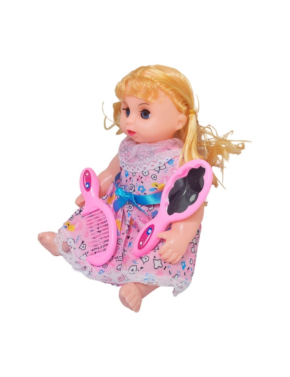 Muñeca Con Vestido Figura Peine Y Espejo Bolso Juguete Niñas