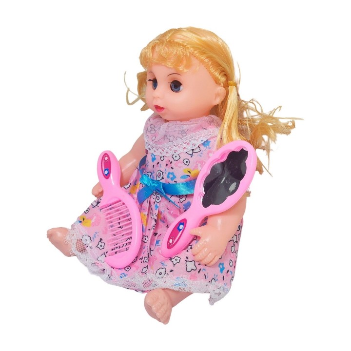 Muñeca Con Vestido Figura Peine Y Espejo Bolso Juguete Niñas