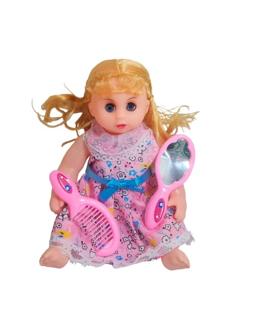 Muñeca Con Vestido Figura Peine Y Espejo Bolso Juguete Niñas