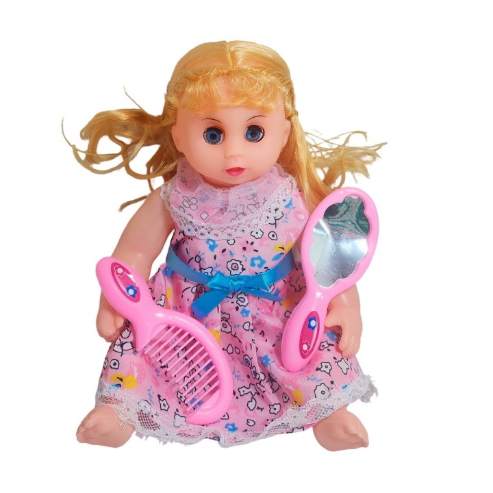 Muñeca Con Vestido Figura Peine Y Espejo Bolso Juguete Niñas
