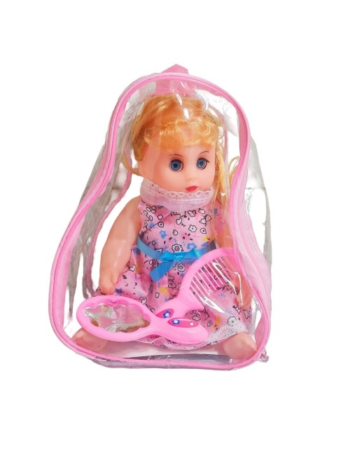 Muñeca Con Vestido Figura Peine Y Espejo Bolso Juguete Niñas