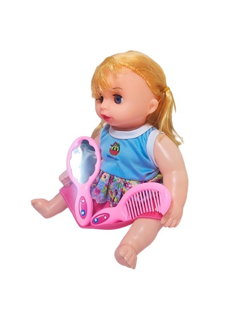 Muñeca Con Vestido Figura Peine Y Espejo Bolso Juguete Niñas