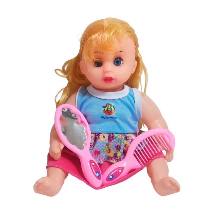 Muñeca Con Vestido Figura Peine Y Espejo Bolso Juguete Niñas