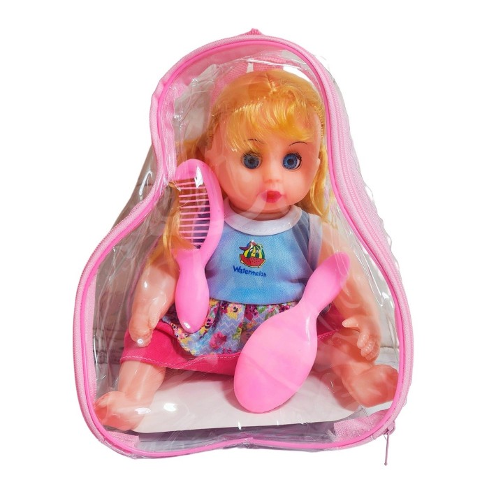 Muñeca Con Vestido Figura Peine Y Espejo Bolso Juguete Niñas