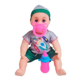 Muñeca Con Vestido Figura Bebe Tetero En Bolso Juguete Niñas