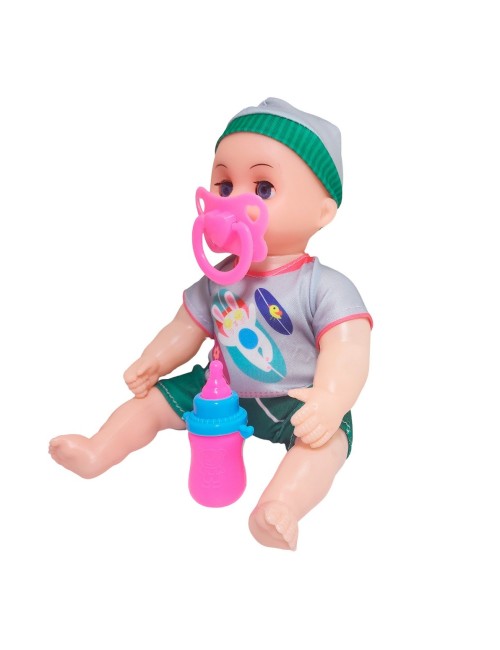 Muñeca Con Vestido Figura Bebe Tetero En Bolso Juguete Niñas