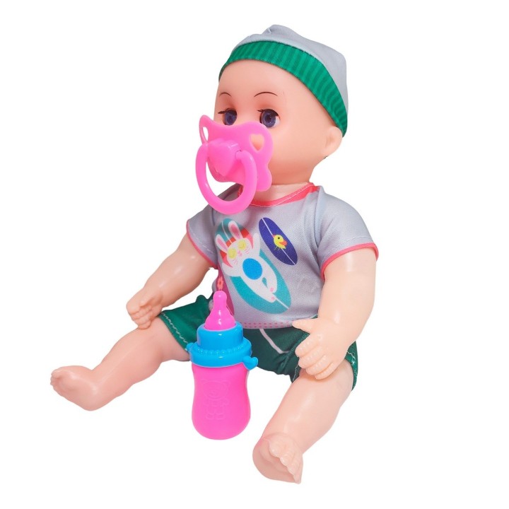 Muñeca Con Vestido Figura Bebe Tetero En Bolso Juguete Niñas