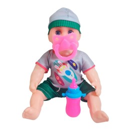 Muñeca Con Vestido Figura Bebe Tetero En Bolso Juguete Niñas
