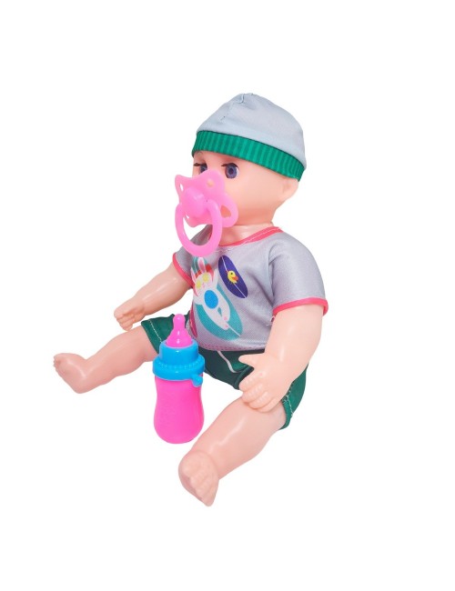 Muñeca Con Vestido Figura Bebe Tetero En Bolso Juguete Niñas