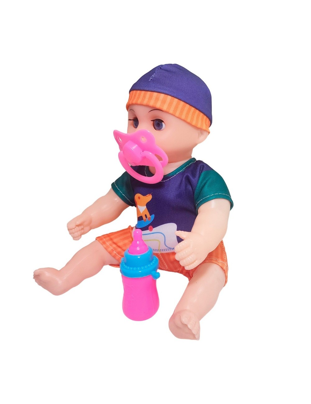 Muñeca Con Vestido Figura Bebe Tetero En Bolso Juguete Niñas