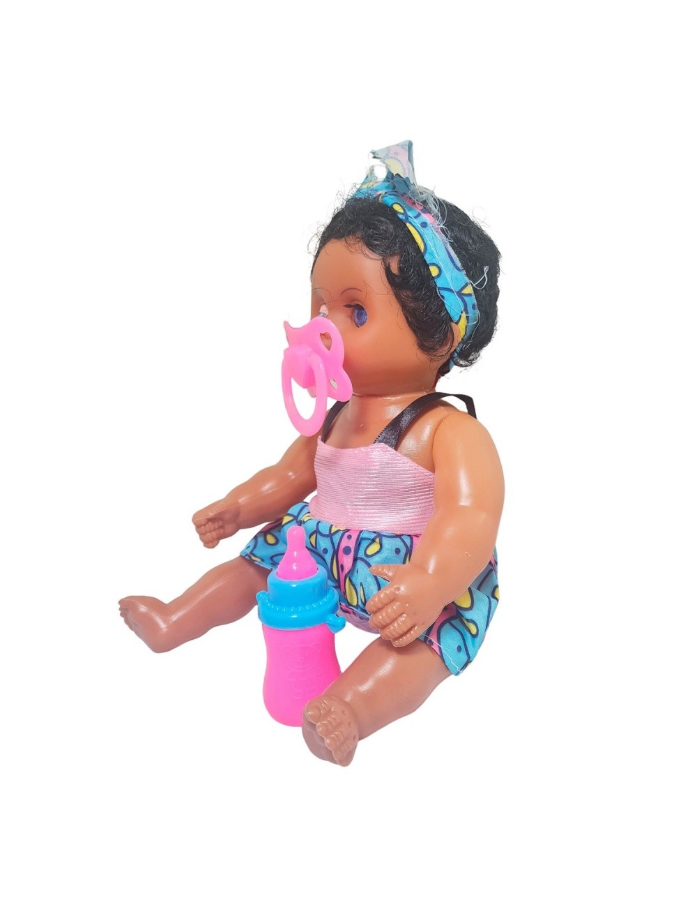 Muñeca Con Vestido Color Bebe Tetero En Bolso Juguete Niñas