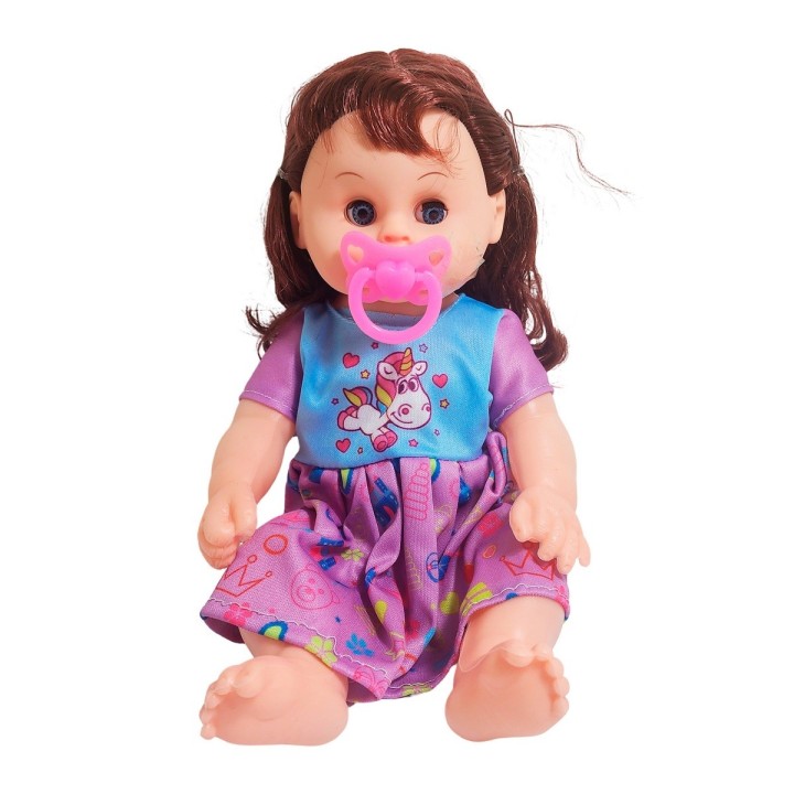 Muñeca Bebe Con Vestido Colores + Chupo Juguete Niñas