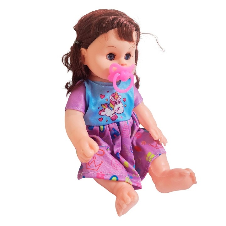 Muñeca Bebe Con Vestido Colores + Chupo Juguete Niñas